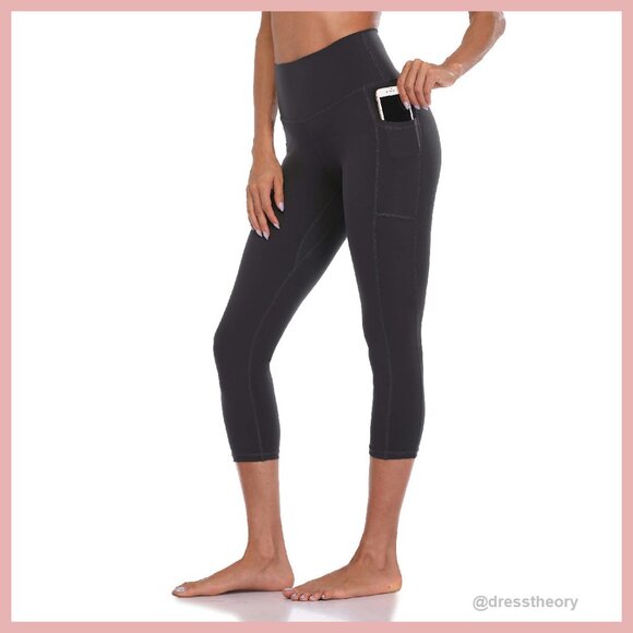 Pants - High Waisted Yoga Capris with Pockets, 21" Inseam Leggings